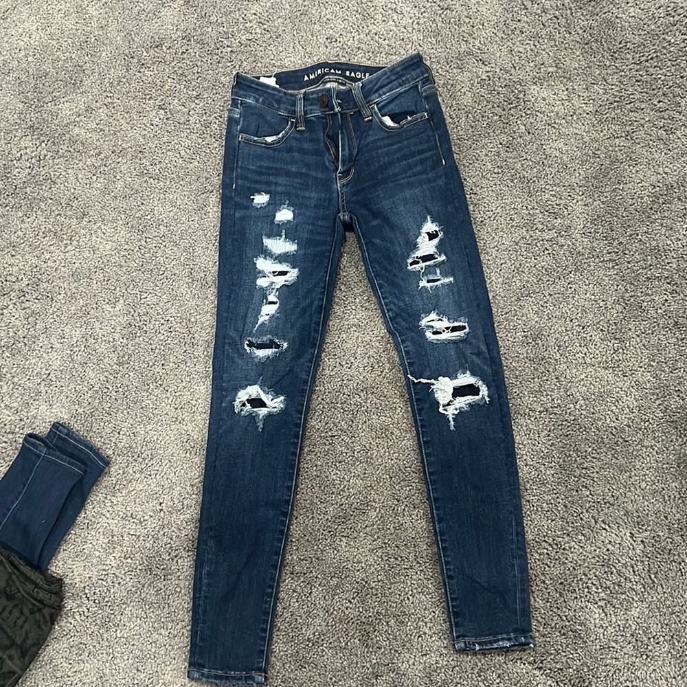 American Eagle jeans, size 0 short, dark blue wash